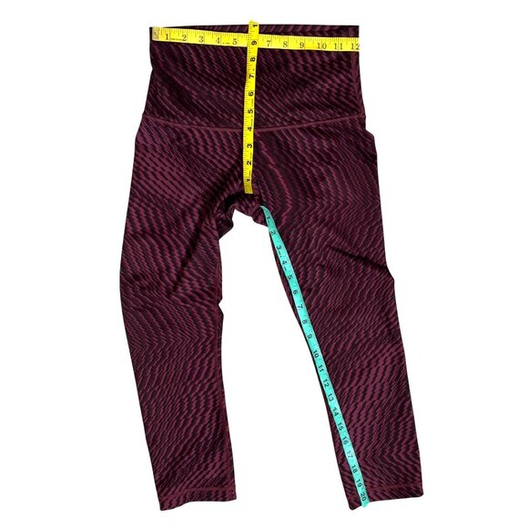 Lululemon Wunder Under High Rise Crop Leggings Burgundy Black Geometric Print 6 - Picture 11 of 11
